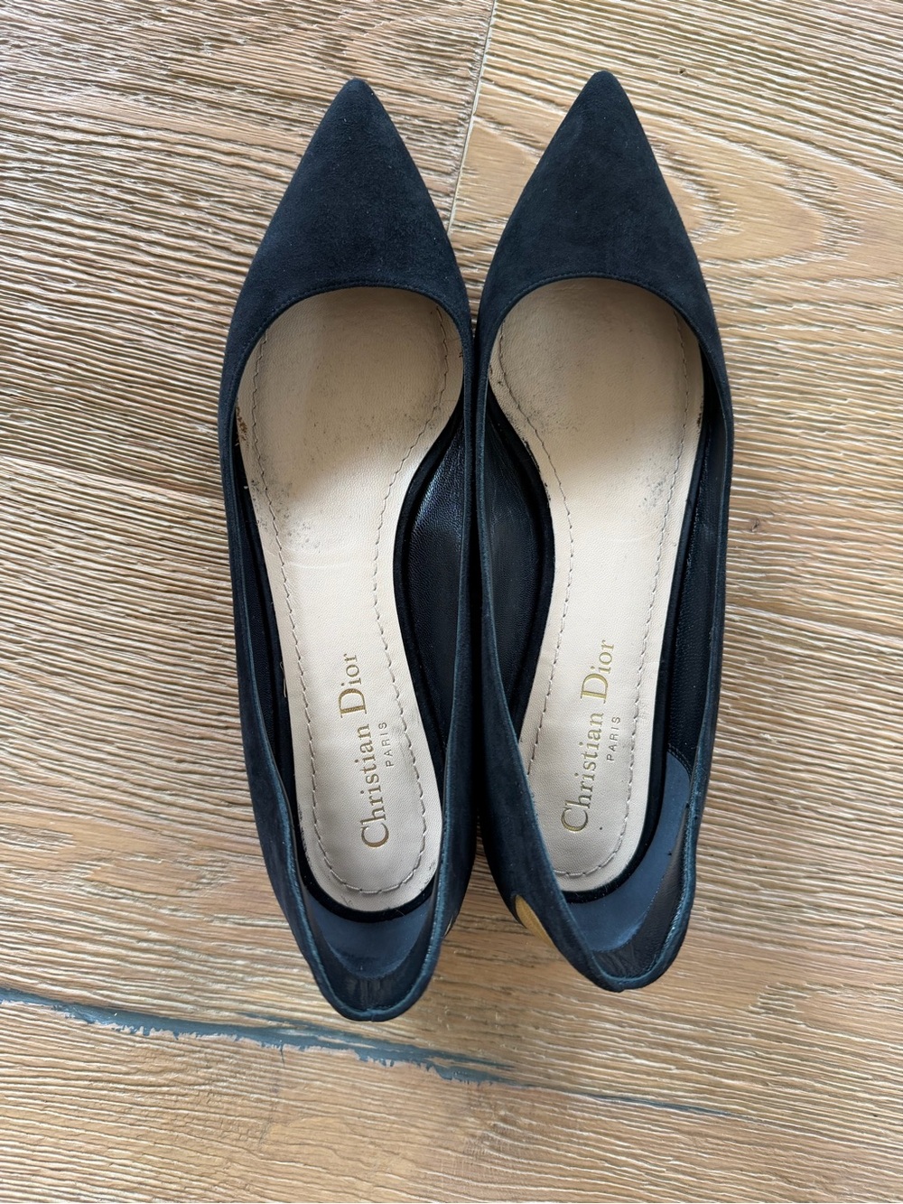 Dior Black Suede Dioramour Pointed Toe Ballet Flats
